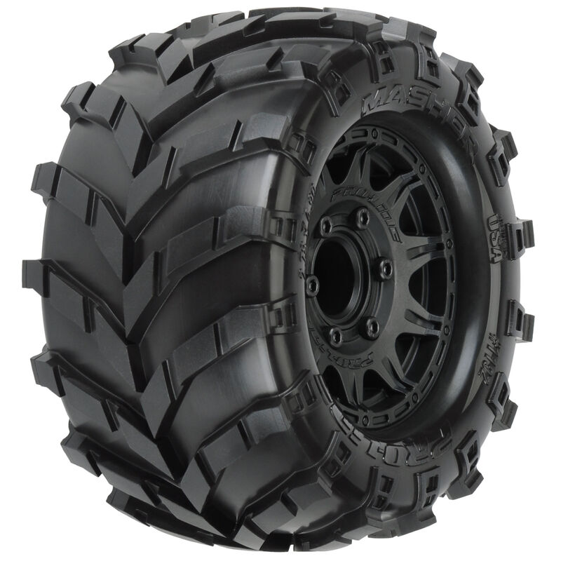 1/10 Masher F/R 2.8" MT Tires Mounted 12mm/14mm Black Raid (2)