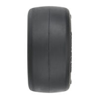 1/16 Reaction Rear Tires MTD 8mm Black/Silver (2): Losi Mini Drag