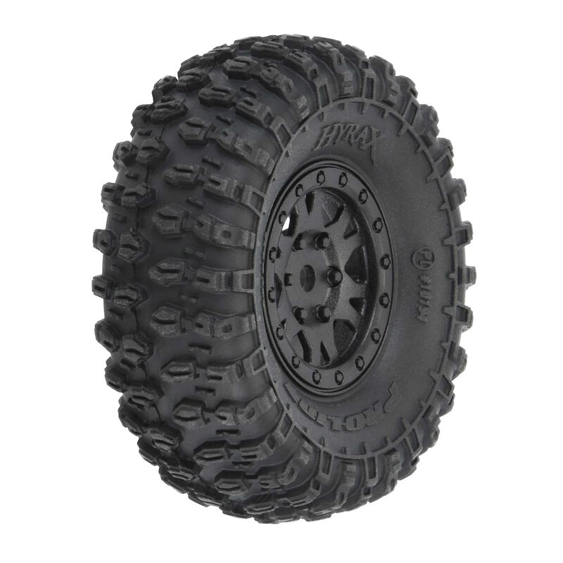 1/24 Hyrax Front/Rear 1.0" Tires Mounted 7mm Black Impulse (4)