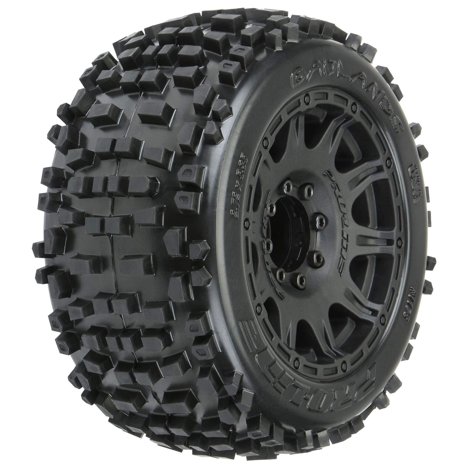 1178-10 Pro-Line Badlands 3.8″ All Terrain Tires Mounted for 17mm MT Front or Rear (Removable Hex)