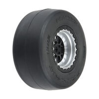 1/16 Reaction Rear Tires MTD 8mm Black/Silver (2): Losi Mini Drag