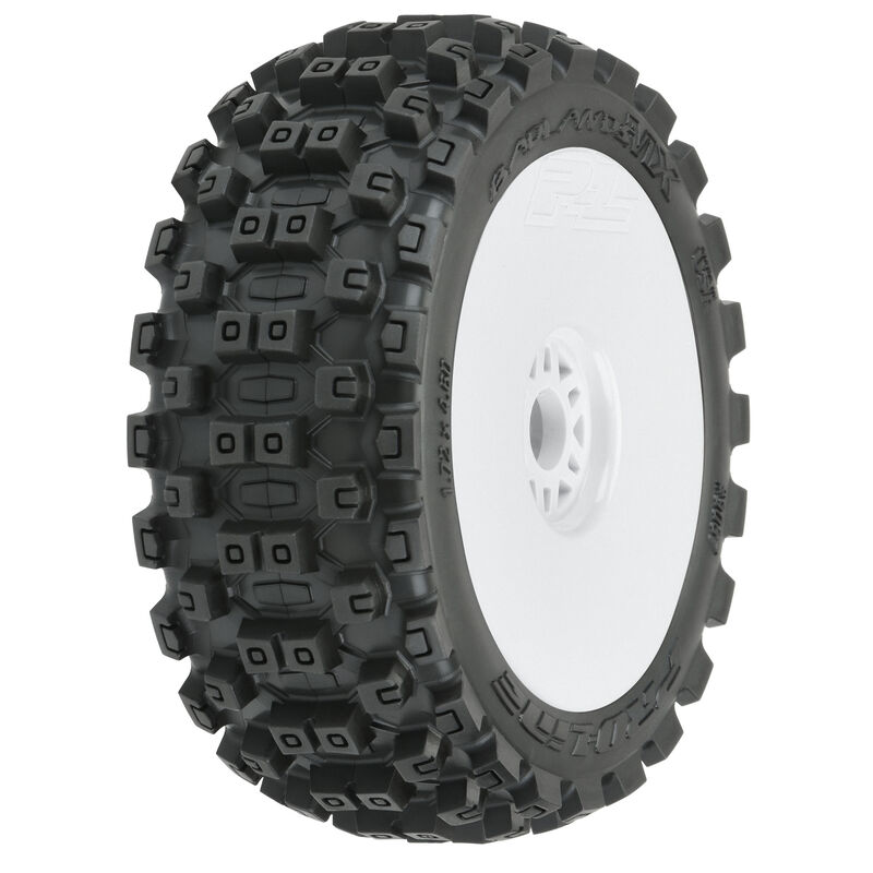 1/8 Badlands MX M2 Front/Rear Buggy Tires Mounted 17mm White (2)