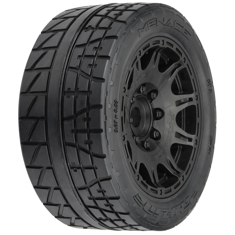 1/6 Menace HP BELTED F/R 5.7" MT Tires Mounted 24mm Blk Raid (2)