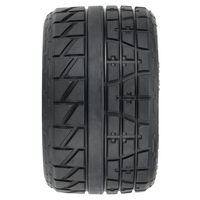 1/8 Menace HP BELTED Fr/Rr 3.8" MT Tires Mounted 17mm Black Raid (2)