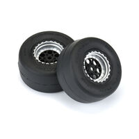 1/16 Reaction Rear Tires MTD 8mm Black/Silver (2): Losi Mini Drag