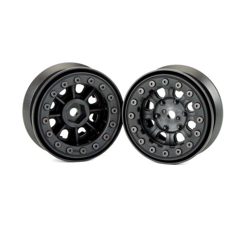 1/10 Denali Front/Rear 1.9" 12mm Rock Crawler Wheels (2) Black/Black