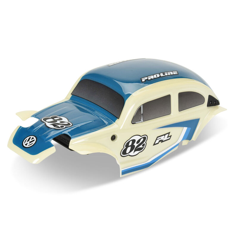 Class 1 VW Bug Blue Race Body Conversion Kit and Flat Iron M/T Tires Mounted 7mm Black Diablo (4) for ARRMA TYPHON GROM