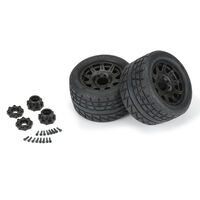 1/8 Menace HP BELTED Fr/Rr 3.8" MT Tires Mounted 17mm Black Raid (2)