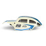 Class 1 VW Bug Blue Race Body Conversion Kit and Flat Iron M/T Tires Mounted 7mm Black Diablo (4) for ARRMA TYPHON GROM