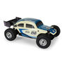 Class 1 VW Bug Blue Race Body Conversion Kit and Flat Iron M/T Tires Mounted 7mm Black Diablo (4) for ARRMA TYPHON GROM