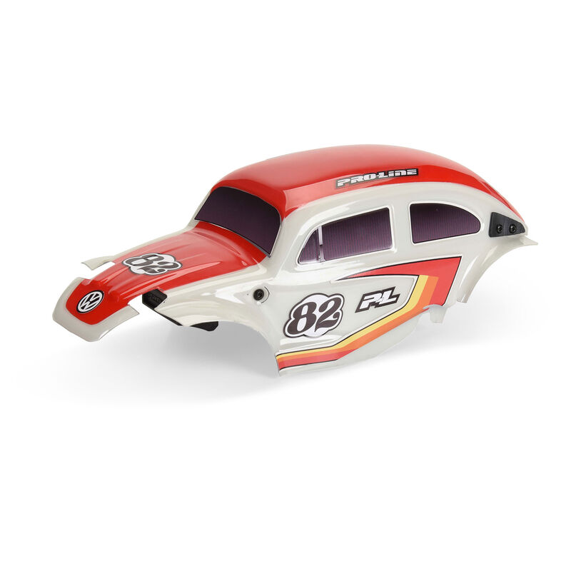 Class 1 VW Bug Red Race Body Conversion Kit and Flat Iron M/T Tires Mounted 7mm Black Diablo (4) for ARRMA TYPHON GROM