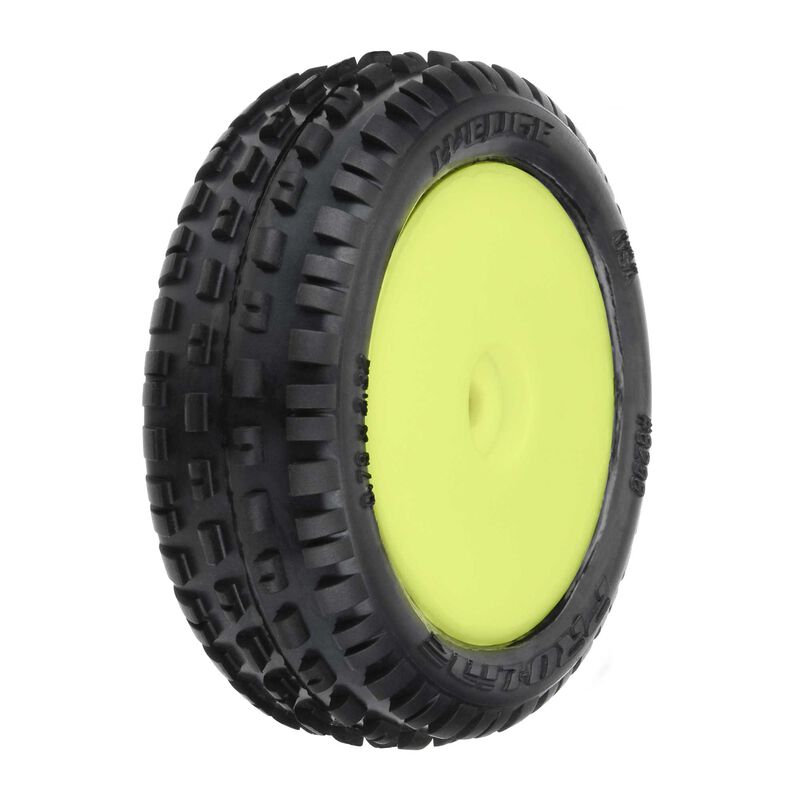 1/18 Wedge Front Carpet Mini-B Tires Mounted 8mm Yellow Wheels (2)