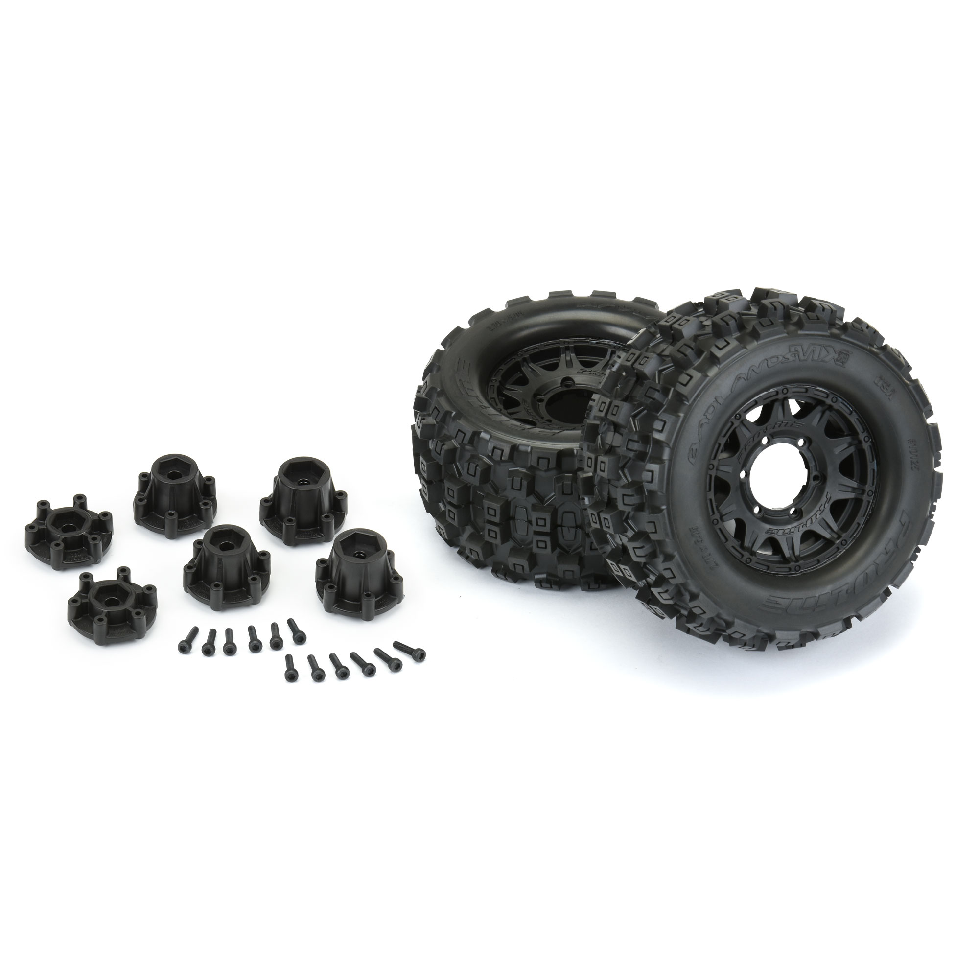 1/10 Badlands MX28 Fr/Rr 2.8" MT Tires Mounted 12mm Blk Raid (2)