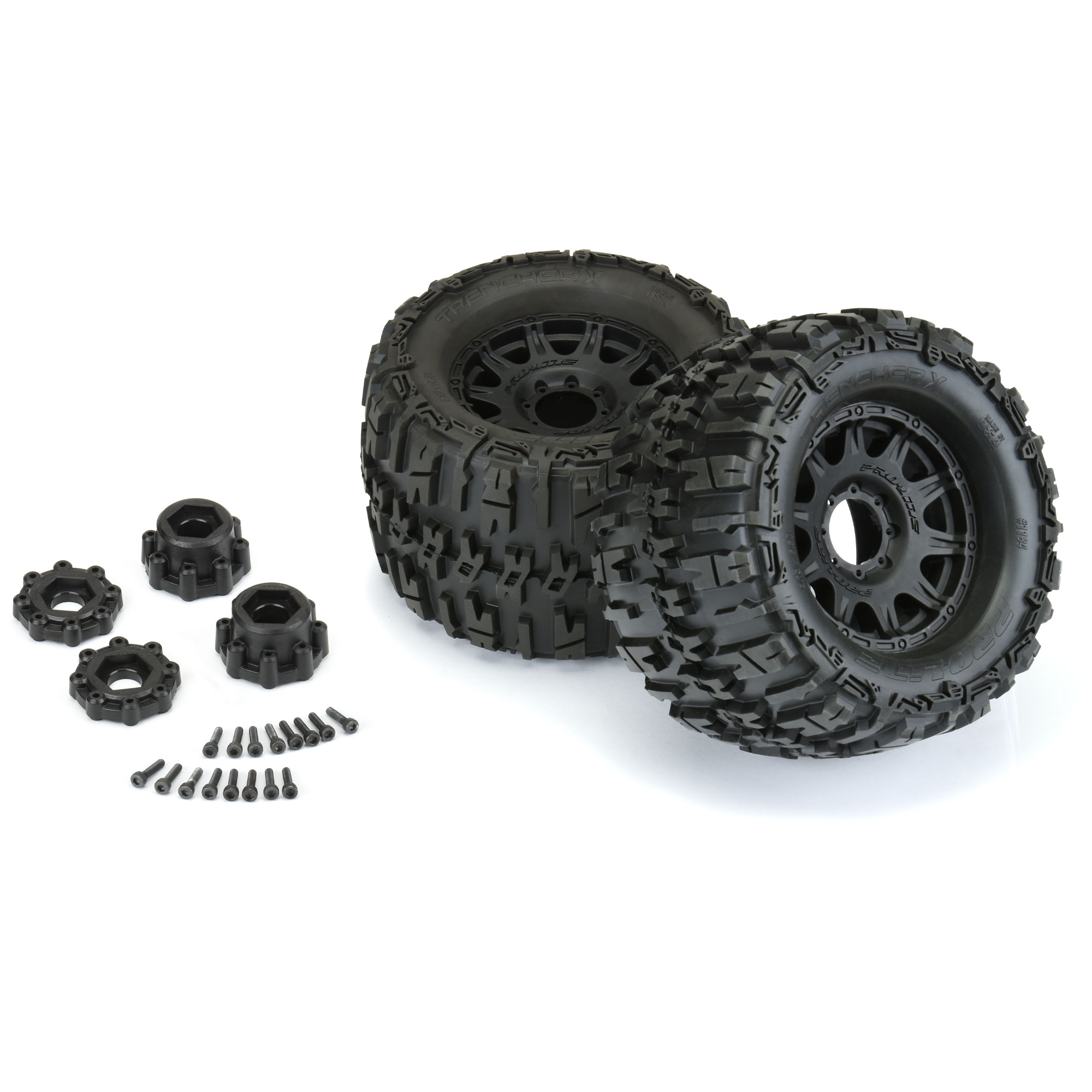 1/8 Trencher X F/R 3.8" MT Tires Mounted 17mm Blk Raid (2)