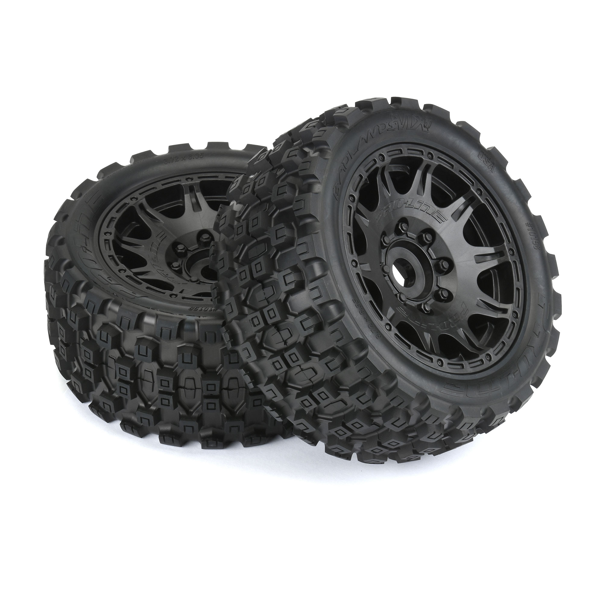 1/6 Badlands MX57 Front/Rear 5.7" Tires Mounted 24mm Black Raid (2)