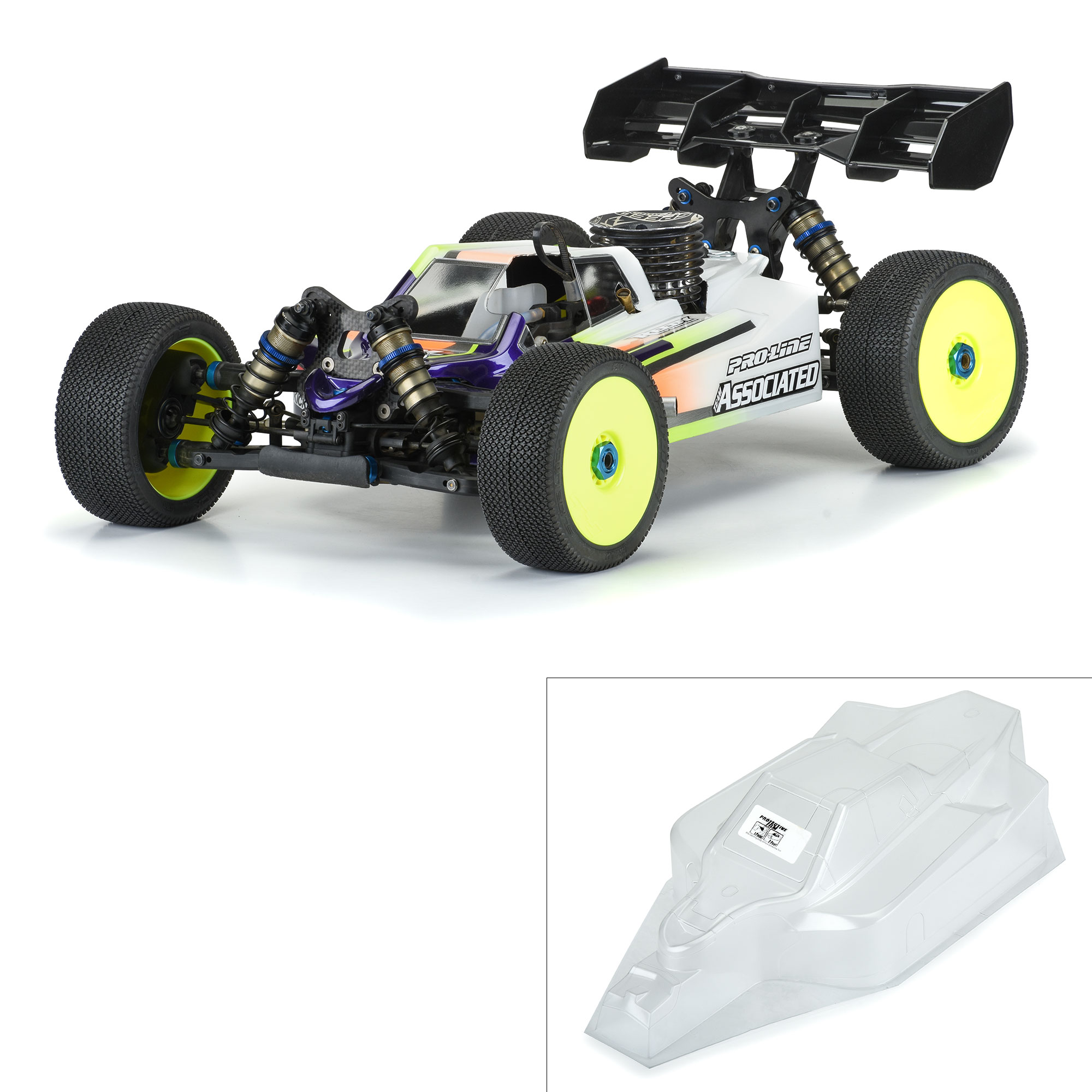 Axis Associated RC8B3.2 & RC8B3.2e with LCG Battery Pro-line Racing Clear Body PRO355400 