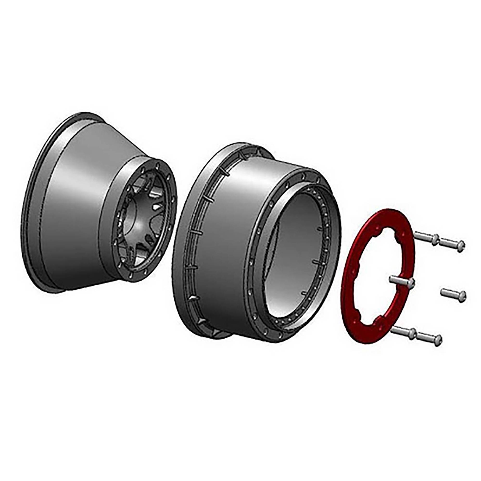 1/10 Split Six Rear 2.2"/3.0" 12mm Short Course Wheels (2) Red/Black
