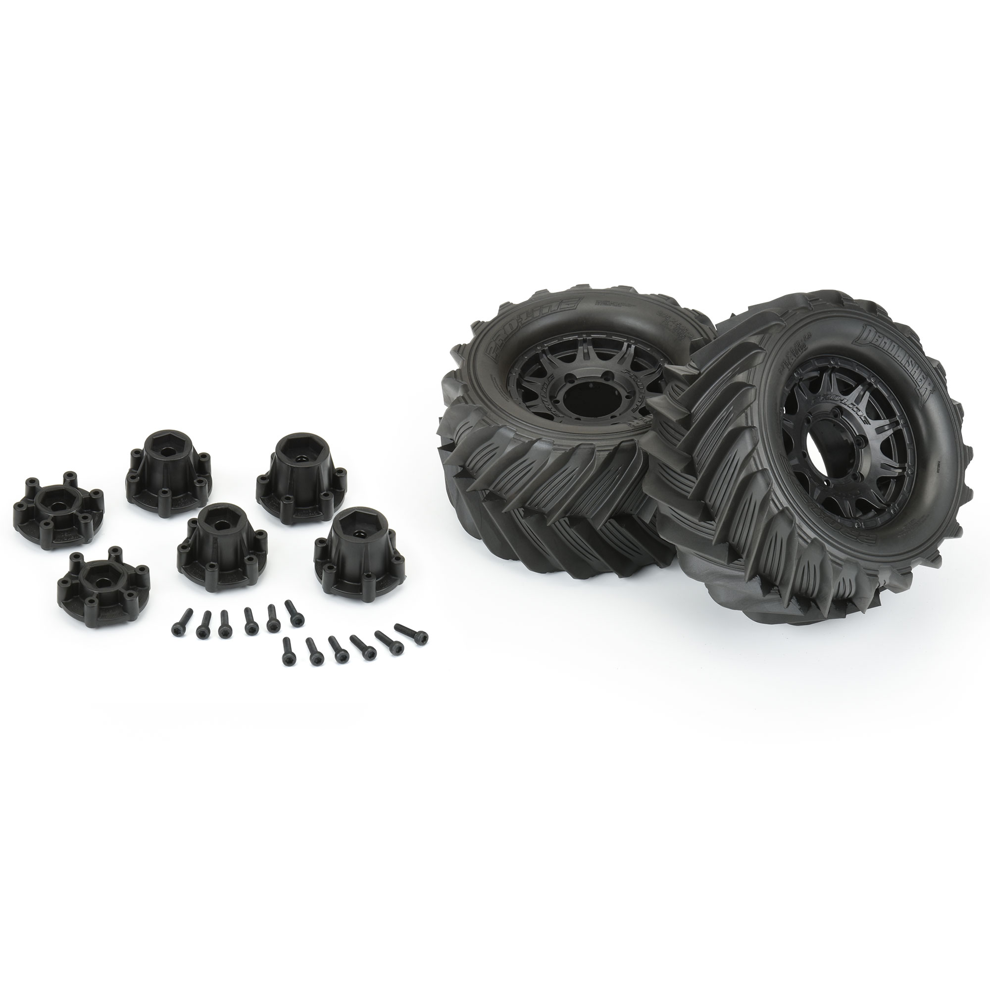 1/10 Demolisher Front/Rear 2.8" MT Tires Mounted 12mm Blk Raid (2)