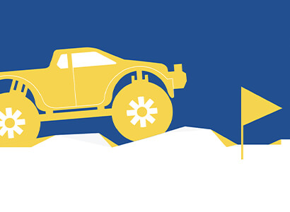 Vector art of an RC truck rolling over bumps and other terrain.